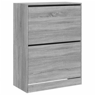 Berkfield Home Shoe Cabinet with 2 Flip-Drawers Grey Sonoma 80x42x108 cm | Size: 80 x 42 x 108 cm