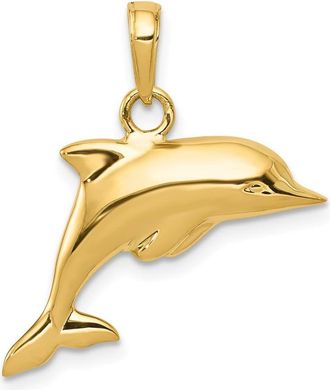 Diamond2Deal 10k Yellow Gold 3-D Dolphin Pendant