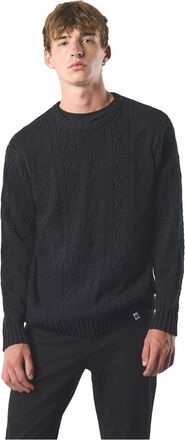 Pretty Green Heren Marylebone Kabelgebreide Sweater Top met Lange Mouwen (Zwart)