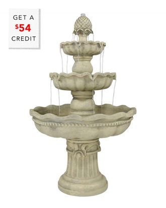 Sunnydaze 3-Tier Pineapple Outdoor Water Fountain White Finish Patio Feature-51in with $54 Credit