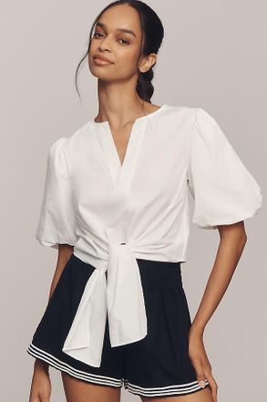 Maeve Short-Sleeve Tie-Front Blouse