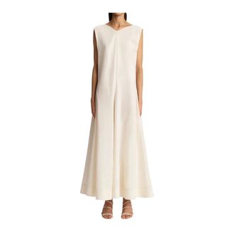 Khaite Kleedjes, Dames, Beige, S, Organza, Cr&egrave;me Maxi Jurk