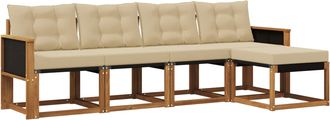 vidaXL Conjunto De Sof&aacute;s De Exterior 5 Uds. Natural Y Beige Vidaxl