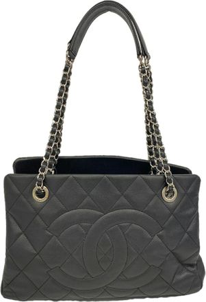 Chanel Black Grained Calfskin Tote Bag (Pre-Owned)