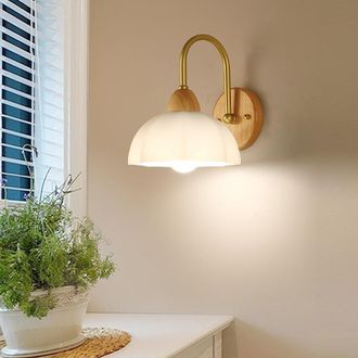 OEM Aplique De Pared De Estilo R&uacute;stico Retro, De Madera, Con Forma De Flor N&oacute;rdica, De Cristal, Redondo, 25 Cm X 18 Cm