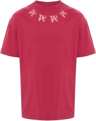 Palm Angels monogram-print cotton T-shirt - men - Cotton/Polyester - S - Pink