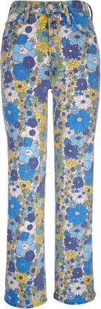 Mother Jeans svasati a fiori - Blu