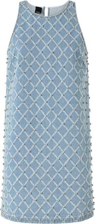 Pinko Sleeveless Denim Dress With Rhinestones