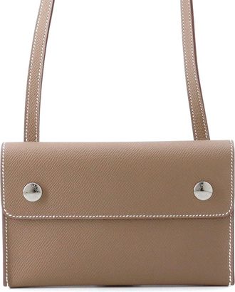 Herm&egrave;s Etoupe Gray Epsom Leather Chain/Shoulder Wallet (Pre-Owned)