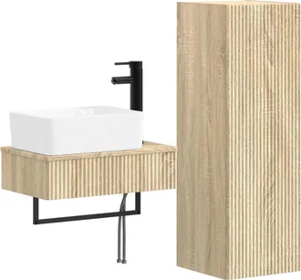 vidaXL Juego De Muebles De Ba&ntilde;o 2 Uds. Roble Sonoma 33 X 34,5 X 100 Cm Vidaxl