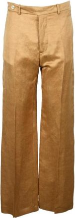 Alysi Linnen Cupro Broek - Dames - Wijde Broeken - Bruin - S - Linnen - Broeken