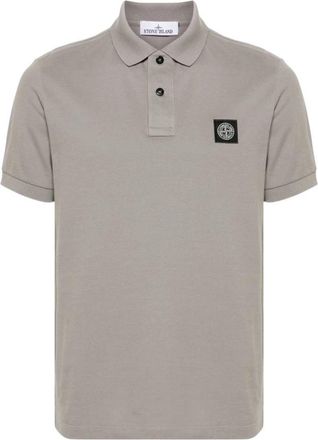 Stone Island Compass Patch Logo Polo - Heren - Polos - Grijs - S - Katoen - Tops