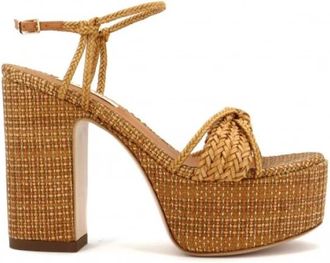 Casadei Lux Hanoi leren sandalen met Bio - Dames - Sandalen met hakken - Bruin - 35 EU - Leer - Schoenen