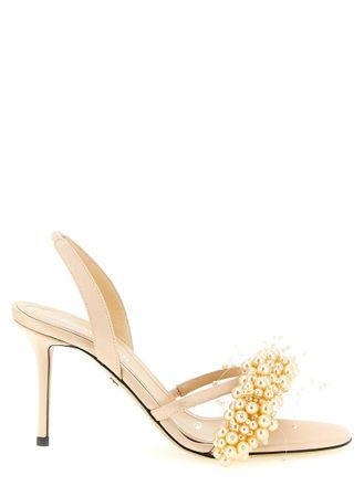 Mach & Mach Gold Open Toe Heels