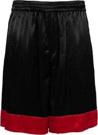 Off-white logo-print wide-leg track shorts - men - Viscose - 46 - Black