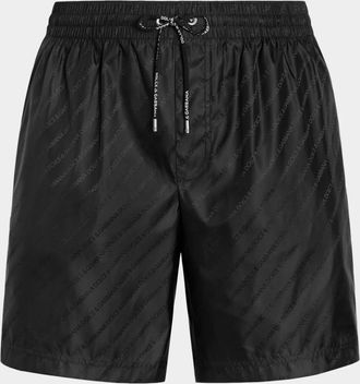 Dolce & Gabbana Men & apos;s All-Over Logo Nylon Swim Trunks