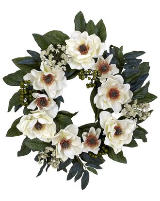 Nearly Natural 22In Magnolia Wreath