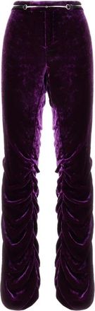 Gucci High Waist Velvet Pant - Dames - Wijde Broeken - Paars - M - Broeken