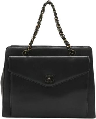 Chanel Pre-owned Vintage Tote Bag - Dames - Vintage Handtas - Zwart - ONE Size - Leer - Vintage