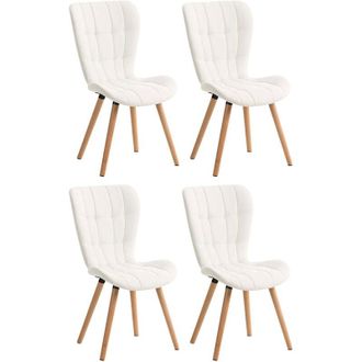 Clp Set 4 sedie da pranzo Elda in similpelle bianco