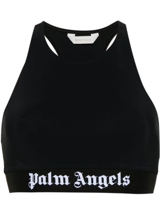Palm Angels logo-tape crop top - Black
