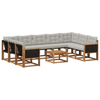 vidaXL Conjunto De Sof&aacute;s De Exterior 10 Pcs Natural Y Gris Claro Vidaxl