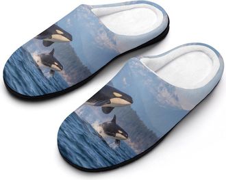Generic Orcas Killer Whale Funny Funny Mens Cotton Slippers Soft Non-Slip Rubber Sole House Slipper Indoor Outdoor