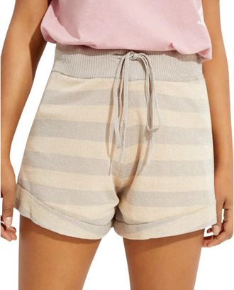 One Teaspoon Gestreepte Gebreide Shorts New Mexico - Dames - Bermuda - Beige - XS - Leer - Korte Broeken