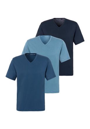 Copenhagen T-Shirt COPENHAGEN STUDIOS, Herren, Gr. M, blau (hellblau, blau, navy), Jersey, Obermaterial: 100% Baumwolle, unifarben, Basic, bequem normal, V-Aussc