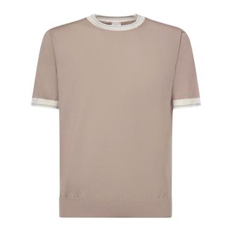 Eleventy T-Shirts, male, Brown, Size: 2XL Crewneck T-Shirt