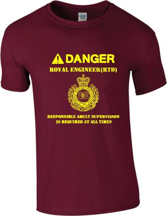Generic Royal Engineers T-Shirt British Army T-Shirt Responsible Supervision is Require All The time Adult top