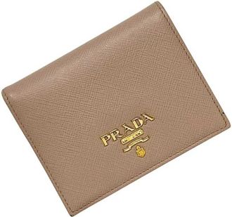 Prada Saffiano Beige Leather Wallet (Bi-Fold) (Pre-Owned)