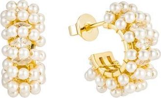 Untamed Petals Millie Mini Pearl Hoops in Gold at Nordstrom