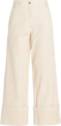 Moncler 1952 Wide Leg Broeken - Dames - Wijde Broeken - Wit - S - Katoen - Broeken