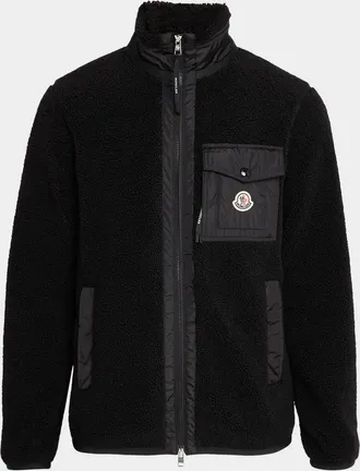 Moncler Men & apos;s Teddy Fleece & Nylon Full-Zip Cardigan