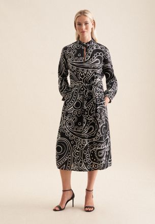 Seidensticker Sommerkleid SEIDENSTICKER Schwarze Rose, Damen, Gr. XS(34), Normalgr&ouml;ssen, schwarz, 100% Leinen, Paisley, regular fit, Rundhals, Kleider Sommerkleid, 