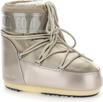 Moon Boot Womens Snow Boots With Bow Metallic