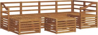vidaXL Conjunto De Sof&aacute;s De Exterior 7 Uds. Natural Poli&eacute;ster Vidaxl