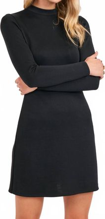 Sadie & Sage Hustle High Mock Neck Knit Mini Dress In Black
