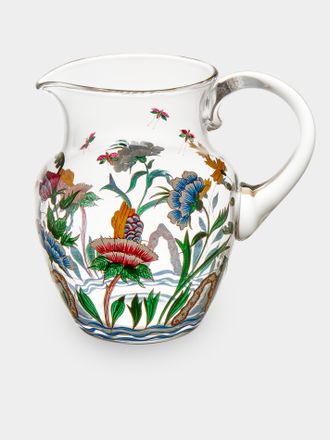 Lobmeyr Chinese Flowers Hand-Painted Crystal Pitcher