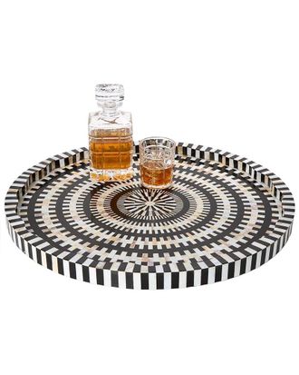Tozai Home Twos Company The Concentric Decorative Round Serving Tray