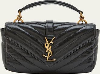 Saint Laurent College Mini YSL Quilted Crossbody Bag