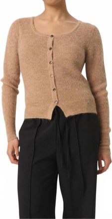 Soaked In Luxury Tuesday Slim Fit Button Cardigan In Burro