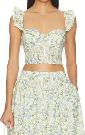 Astr Wedelia Top In Blue Green Multi Floral