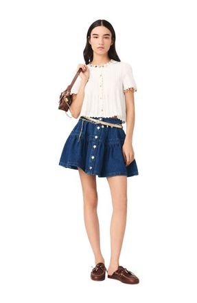 Maje Gold jewellery cardigan in White at Nordstrom, Size X-Small