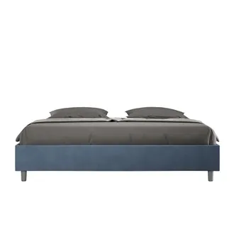 ITYhome Ityhome - Letto Matrimoniale King Size Rivestito In Microfibra - Azelia - Colore: Blu - Tipologia Letto: Con Rete E Contenitore - Dimensione Rete: 180