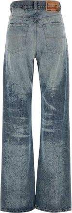 Diesel Womens High-Rise Straight-Leg Denim Jeans Blue Cotton