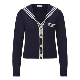 Rich & Royal Sailor Collar Cardigan - Dames - Vesten - Blauw - M - Katoen - Truien & Vesten