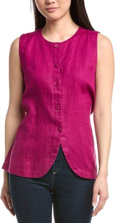 Eileen Fisher Round Neck Linen Long Vest