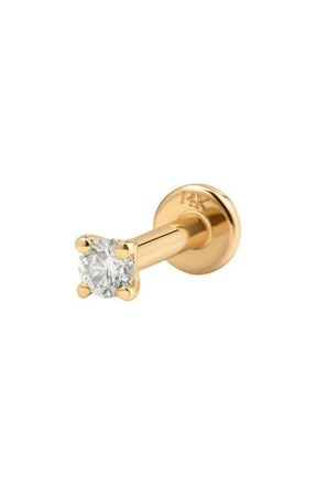 Made by Mary 14k Diamond Prong-Set Stud Earring (Flat Back) - Single in 14K Solid Gold at Nordstrom